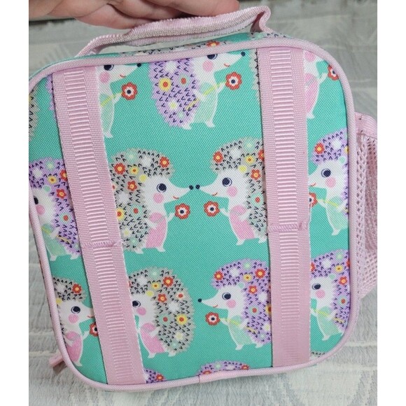 Pottery Barn Kids Hedgehog Floral Lunch Box Pink Trim Personalized “Georgia - Picture 2 of 7